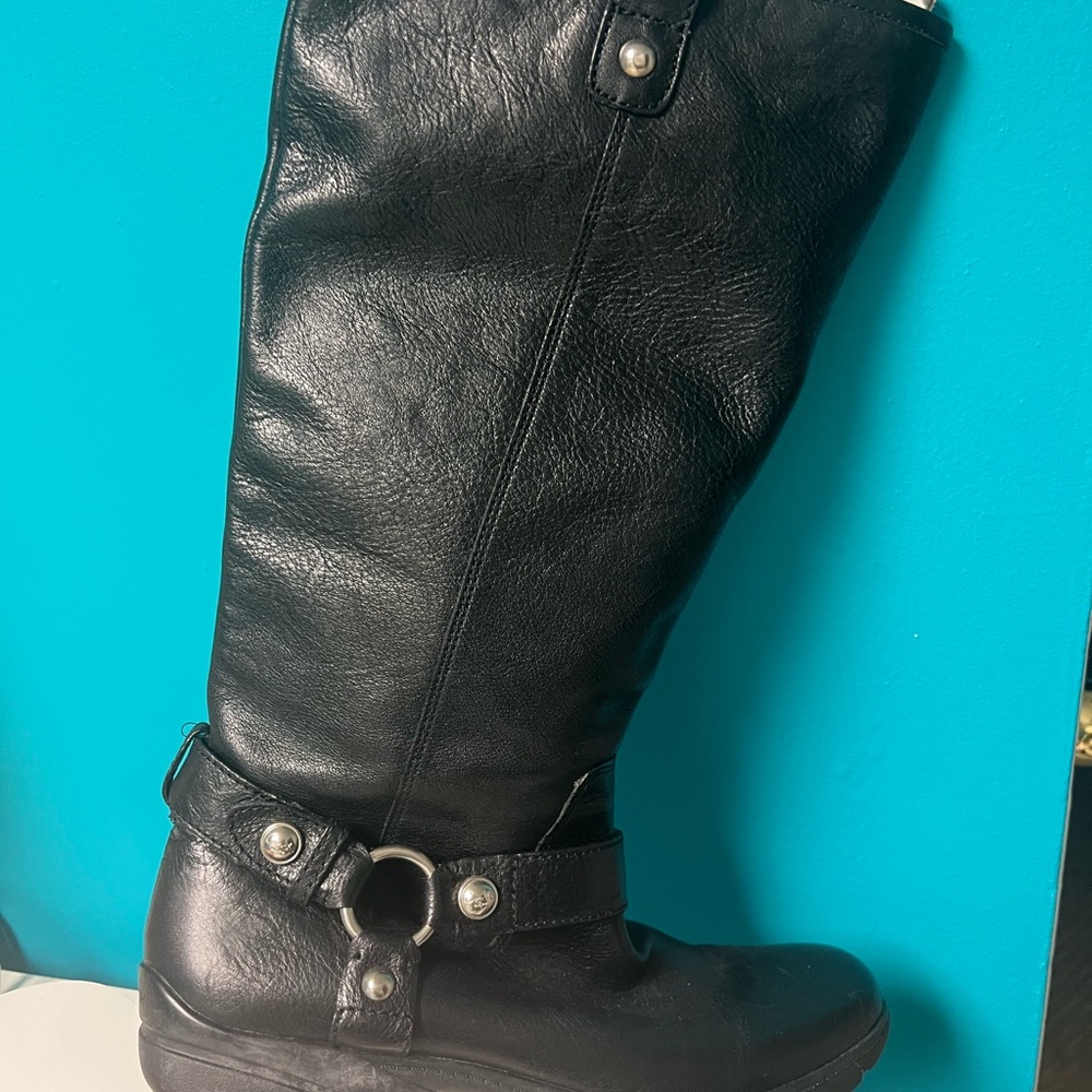 Coach Black Combat Boots with Harness Detail